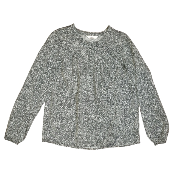 LC Lauren Conrad Oversized Ruffle Prarie Yoke Ditsy Floral Button Down Top XS - Picture 13 of 17